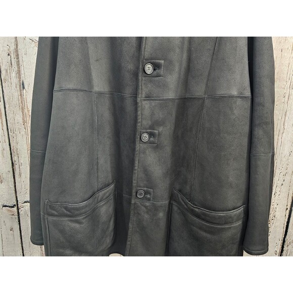 Men's 58 Seraphin France Shearling Mouton Sheapskin Leather Reversible Coat EUC - Picture 4 of 16